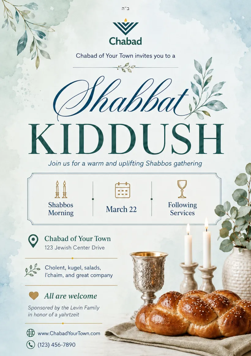 Shabbat Kiddush flyer